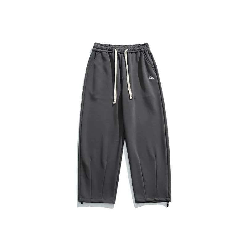 Solid Color Basic Embroidered Casual Pants-0