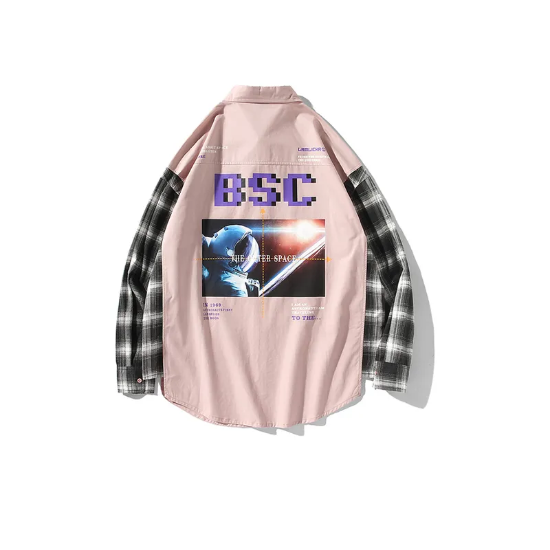 Astronaut Print Plaid Trendy Shirt-7