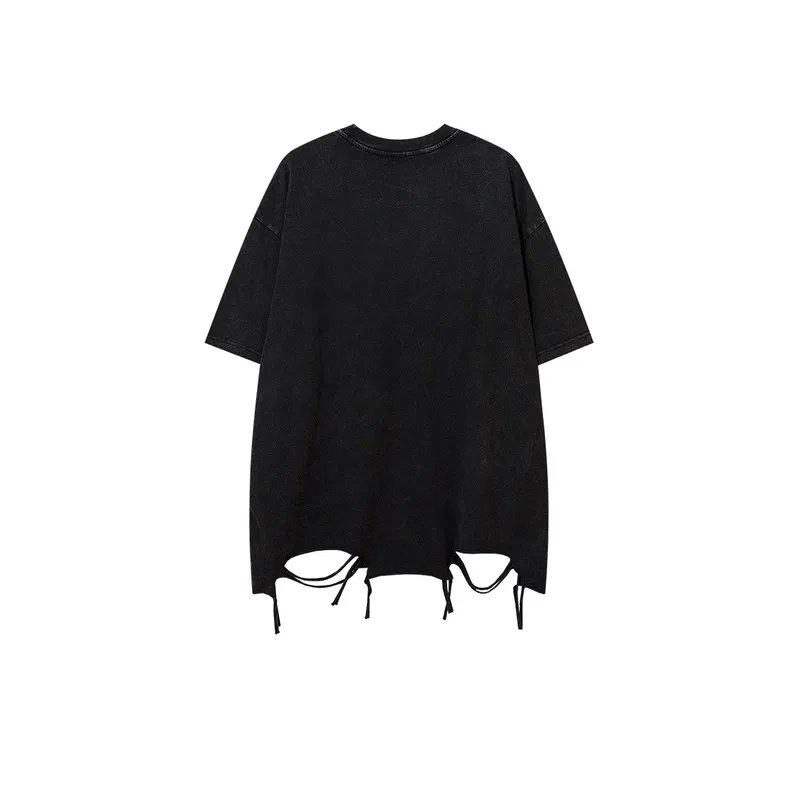Five Pointed Star Printed Washed Half Sleeved T Shirt-1