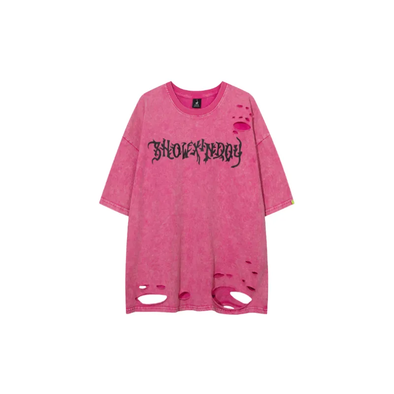 Retro Washed Blended Synthetic Fabrics T Shirt-4