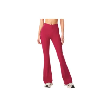 Simple Flare Leg Nylon Casual Pants Women
