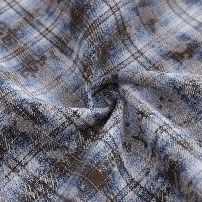Street Embroidered  Checked Fabric Shirt-3