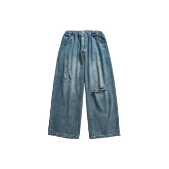 New Style Retro Heavy Washed Hand cut Ripped Jeans