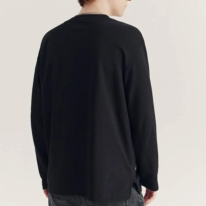 Plain Loose Cotton Blended Fabric T Shirt-4