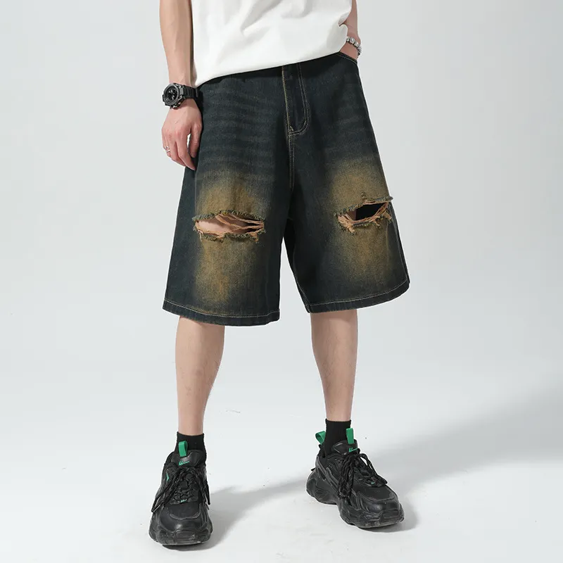 Fashionable Loose Baggy Denim Shorts-1