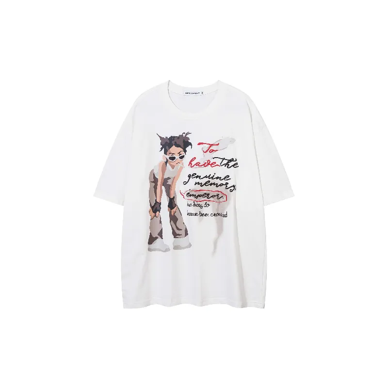 Cartoon Letter 100% Cotton T Shirt-4