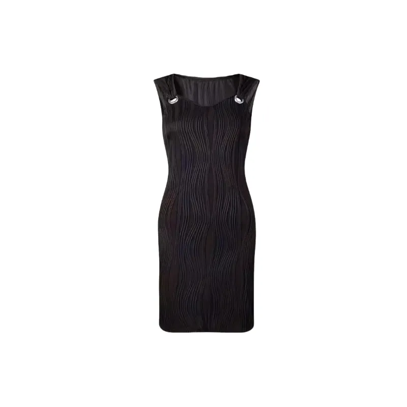 Simple Plain Polyester Dress Women-1