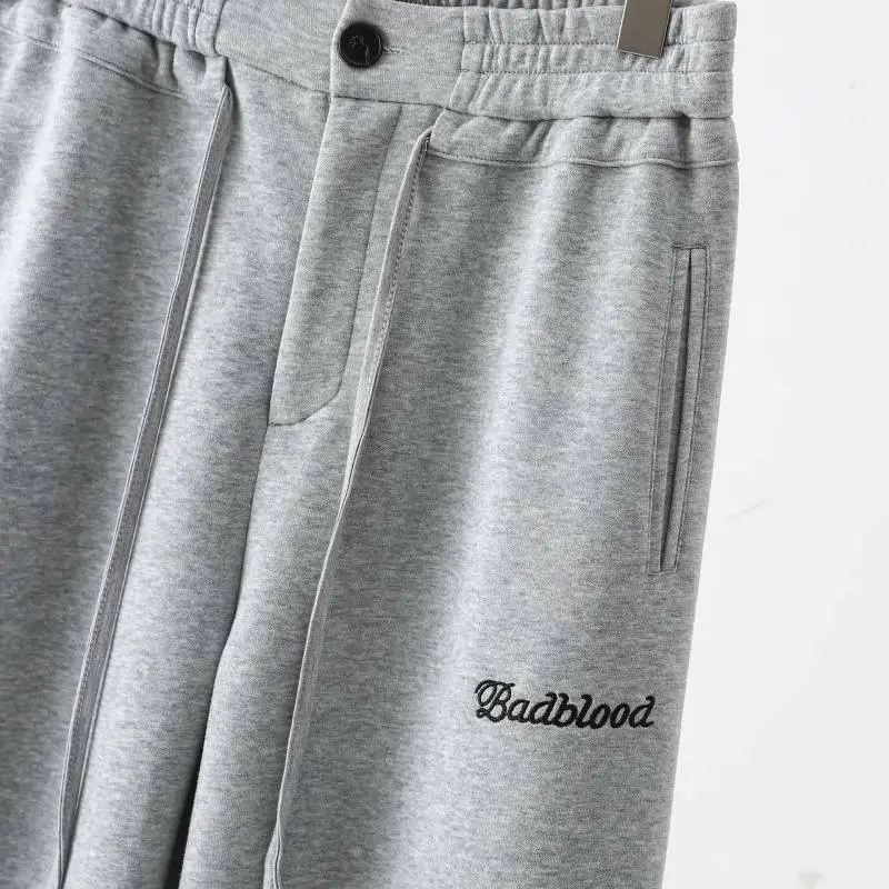 Embroidery Straight Leg Cotton Casual Pants Women-4
