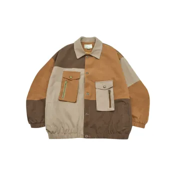 Contrast Color Stitching Lapel Multi pocket Jacket