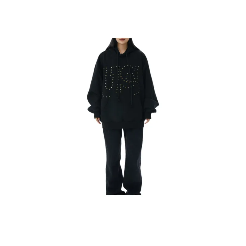 Street Rivet Letter Design Hoodie-7