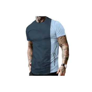 Graphic Color Block Round Neck Printing Casual Short Sleeve T shirt