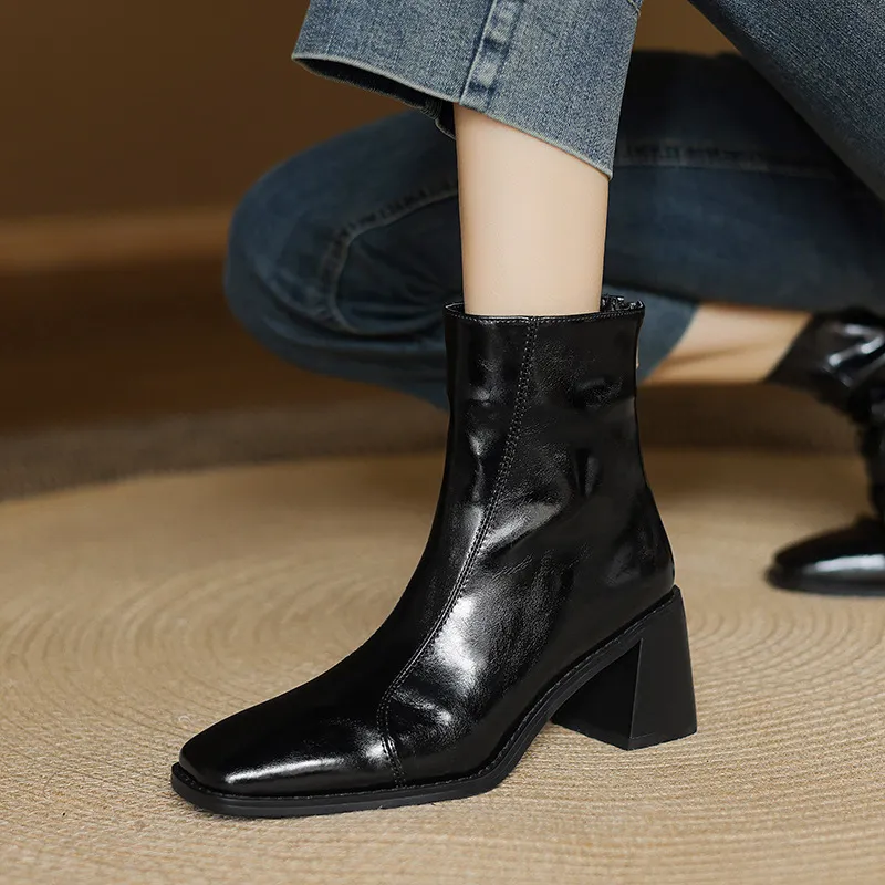 Simple Zipper Ankle Boots-4