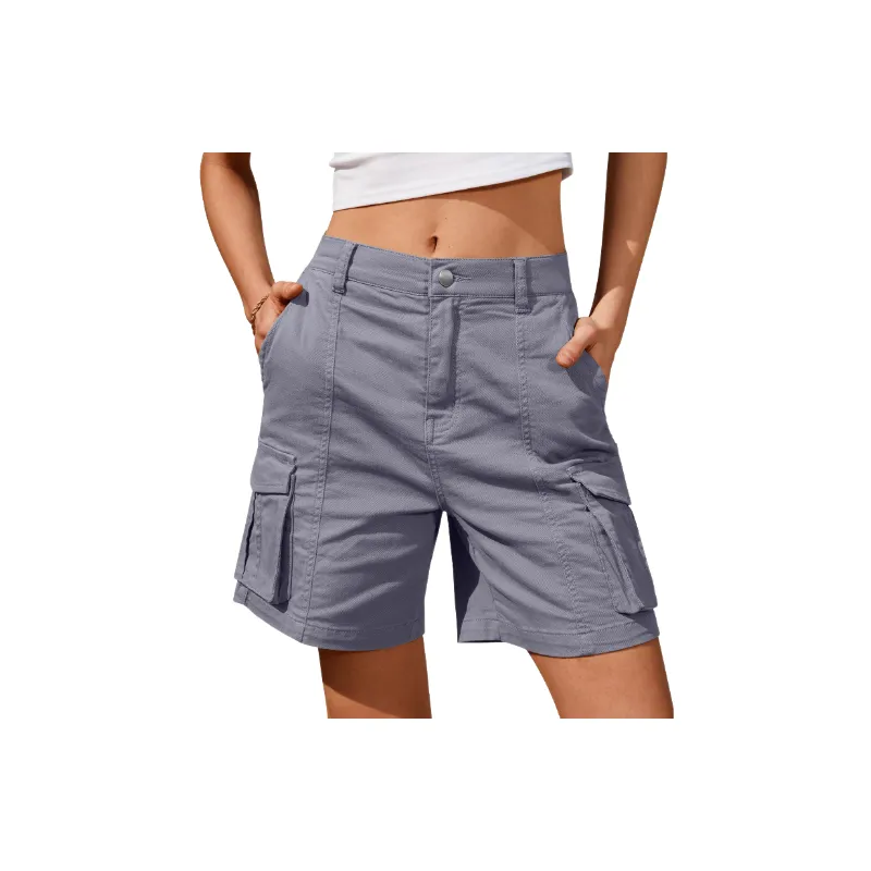 Outdoor Sporty Polyester Cargo Shorts Women-2