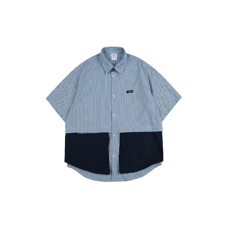 Fashionable Striped Cotton Blended Fabric Shirt-0