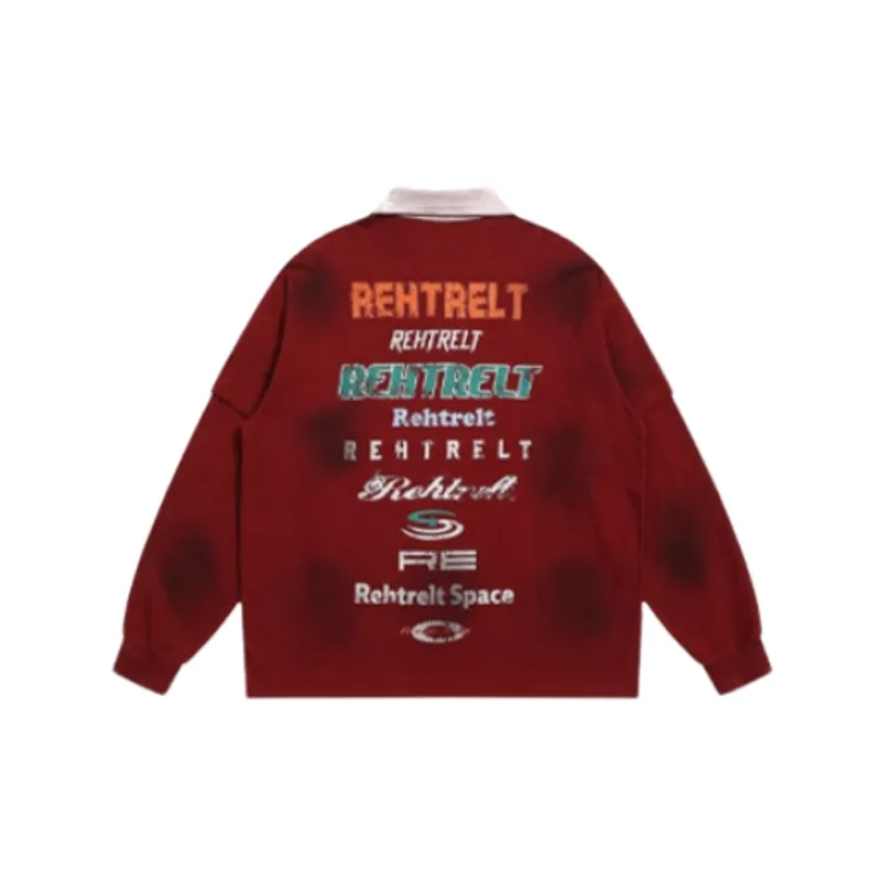 Trendy Retro Loose Printed Letter Polo-1