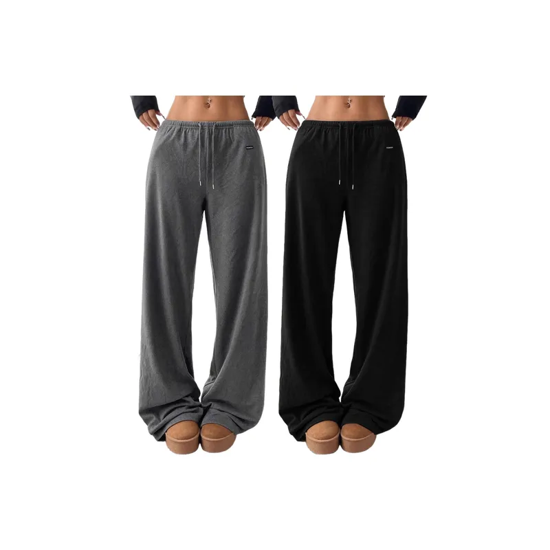 Loose Basics Polyester Casual Pants Women-0