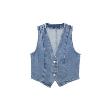 Retro Scratched Denim Vest