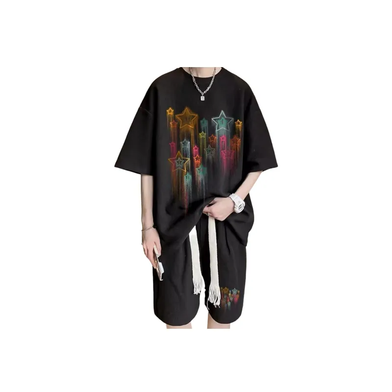 Graffiti Shorts and T Shirt Casual Two Piece Suit-7