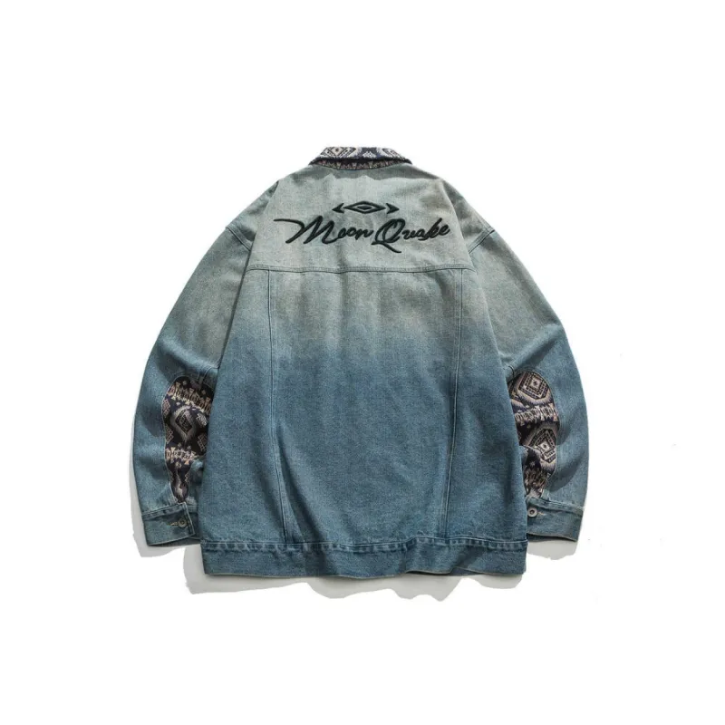 Vintage Stitching Embroidered Denim Jacket-1