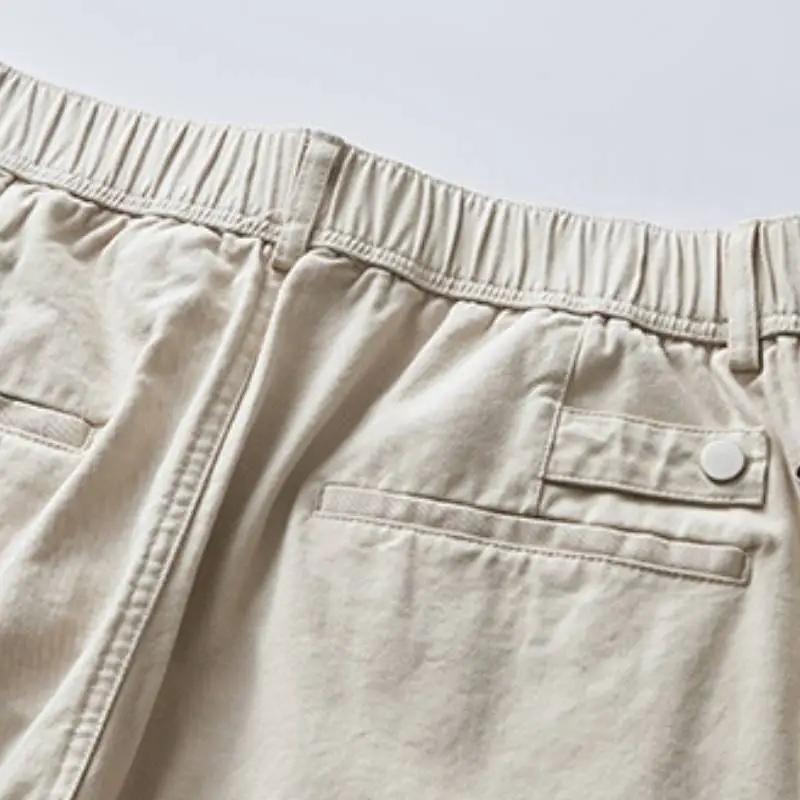 Simple Breathable Cotton Blended Fabric Casual Pants-3