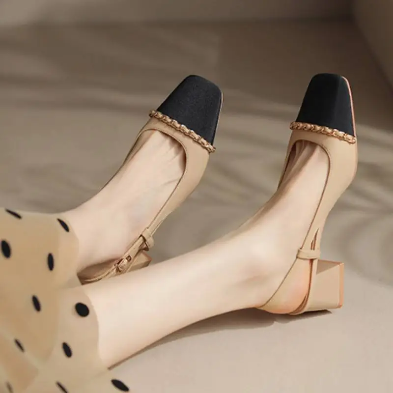 Elegant Contrast Color Mary Jane Shoes-7