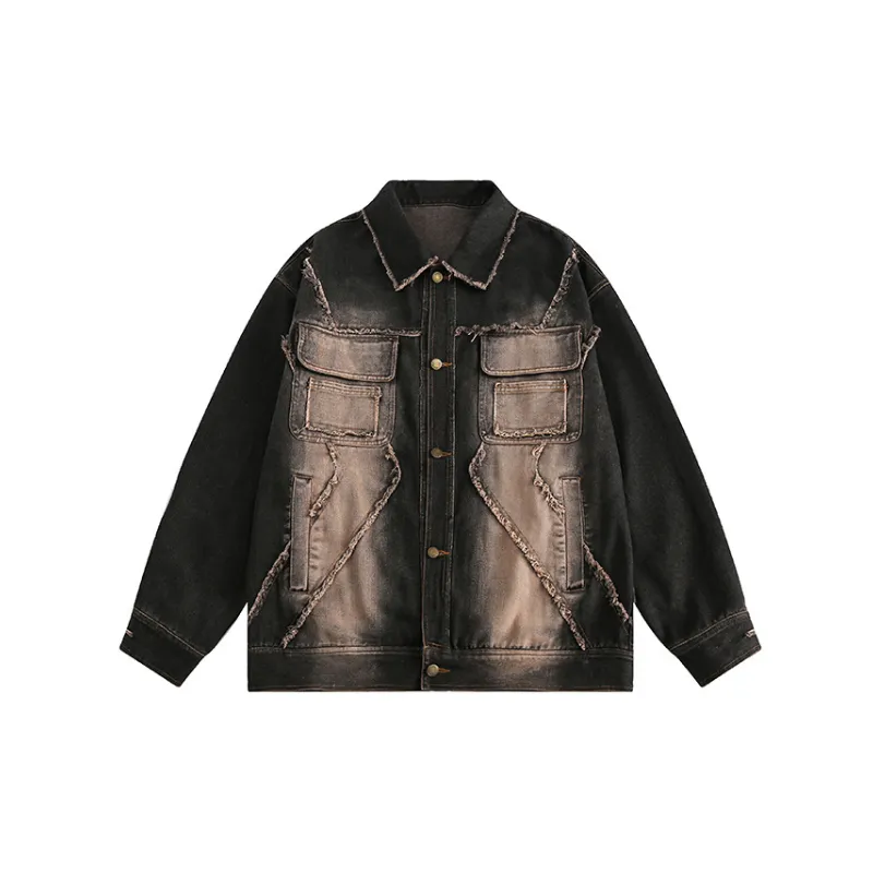 Vintage Color Block Denim Jacket