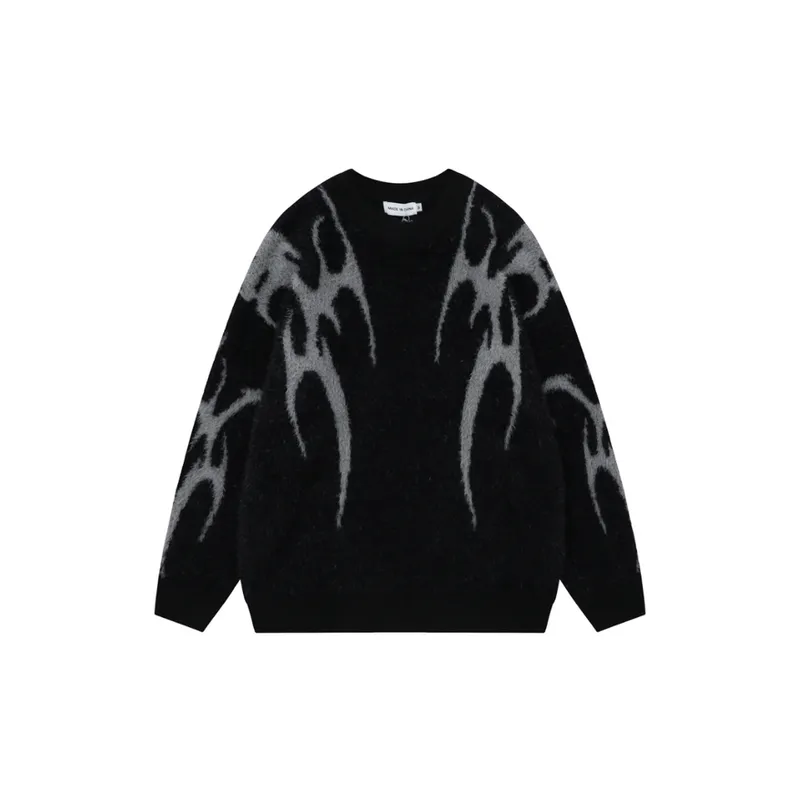 New Style Trendy Brand Contrast Color Pattern Jacquard Imitation Mink Sweater-0