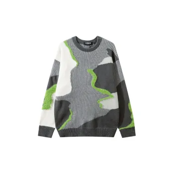 Hip Hop Irregular Stitching Color Blending Sweater
