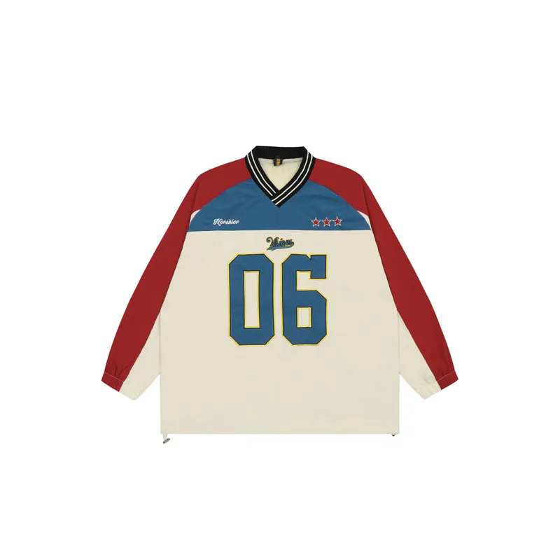 Contrast V Neck Pullover-0