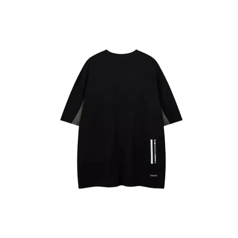 Contrast Color Loose Polyester T Shirt-1