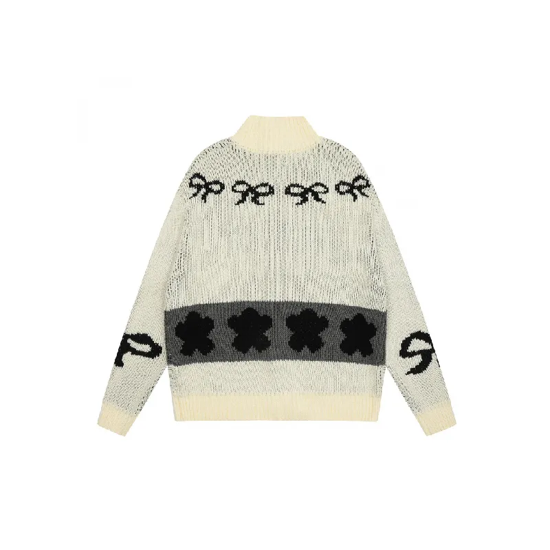 Trendy Bow Loose Cotton Blended Fabric Sweater-1
