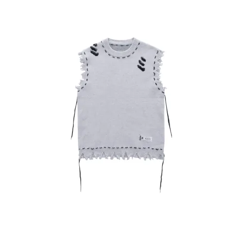 High-street Destructive Sense Fur-edged Vest Sleeveless Sweater