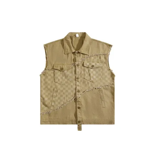 Trendy Checkerboard Denim Vest