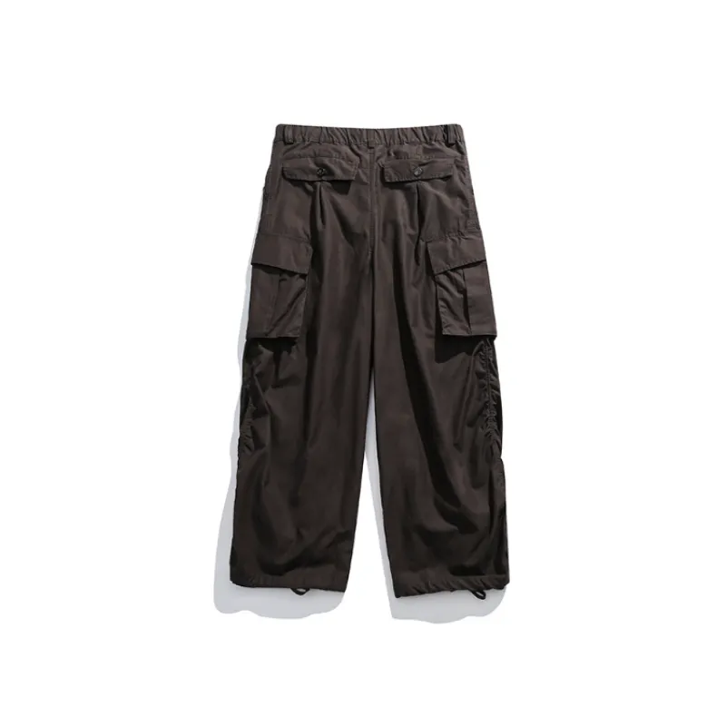Solid Color Retro Outdoor Loose Casual Straight Pants-5