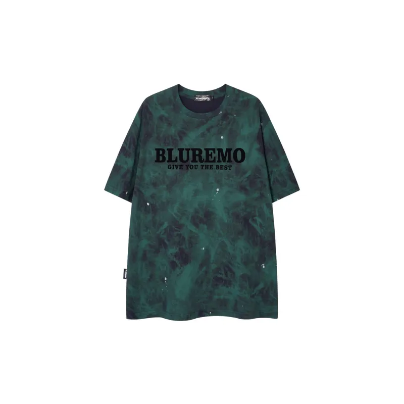 Special Batik Flocking Letter Printing Retro Splash Ink Short Sleeve T Shirt-4