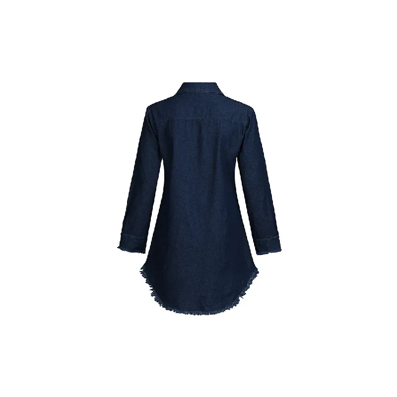 Fashionable Loose Denim Shirt Women-1