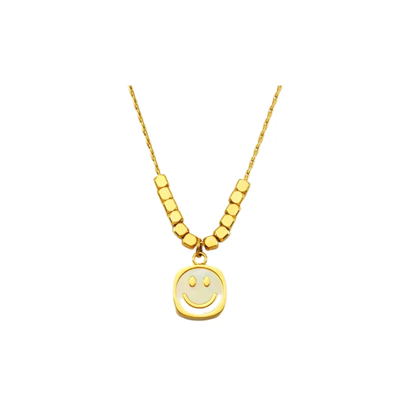 Titanium Steel Smiley Face Necklace-0