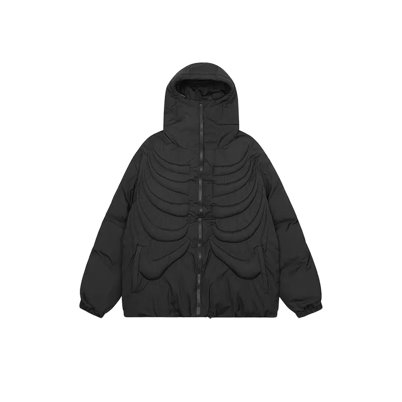 Heavy Three Dimensional Skeleton Embroidered Cotton Padded Jacket