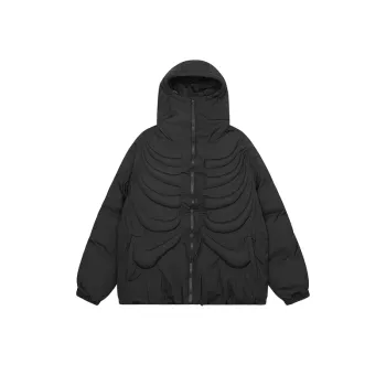 Heavy Three Dimensional Skeleton Embroidered Cotton Padded Jacket