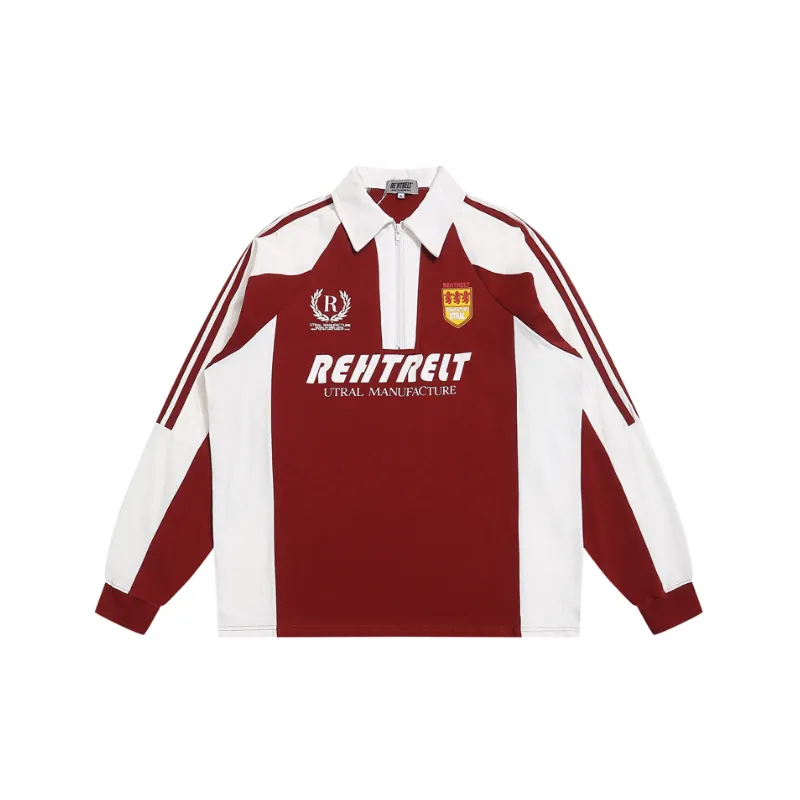 Stitching Contrast Color Polo Shirt-0