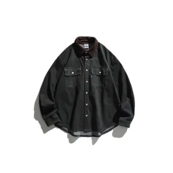 Pocket Decorative Corduroy Lapel Vintage Loose Shirt