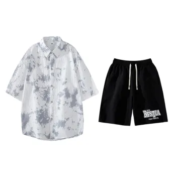 Retro Loose Silk Shirt Suit
