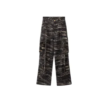 Vintage Leopard Print Camouflage Micro Flare Trousers