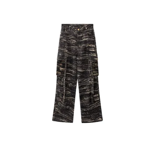 Vintage Leopard Print Camouflage Micro-Flare Trousers