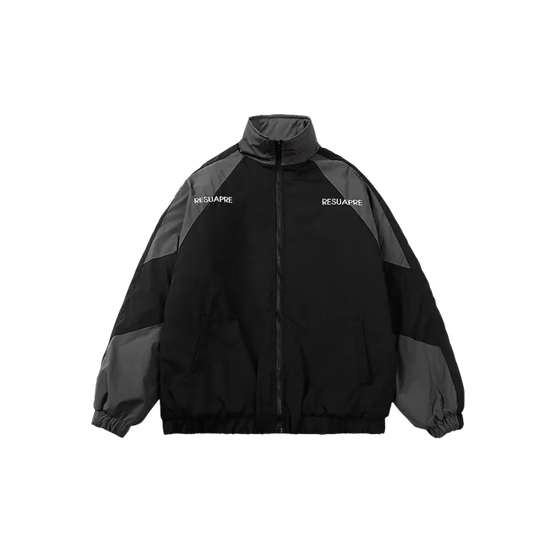 New Style Retro Contrast Color Stitching Collar Trendy Brand Jacket-2