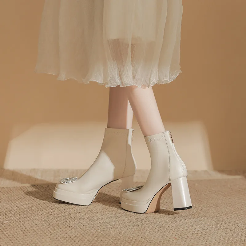 Simple Rhinestone High Heels-4