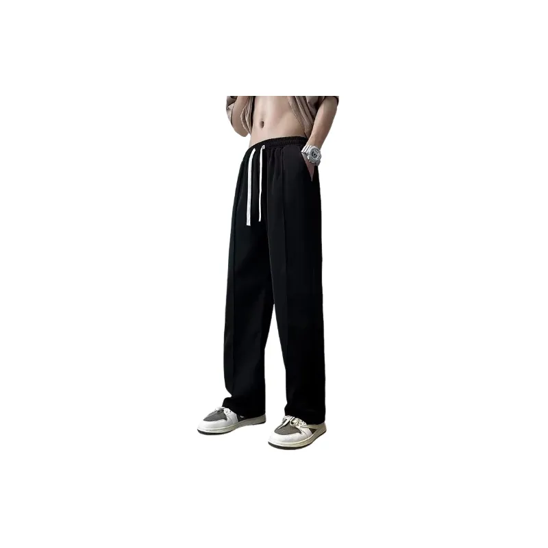 Simple Plain Polyester Casual Pants-4