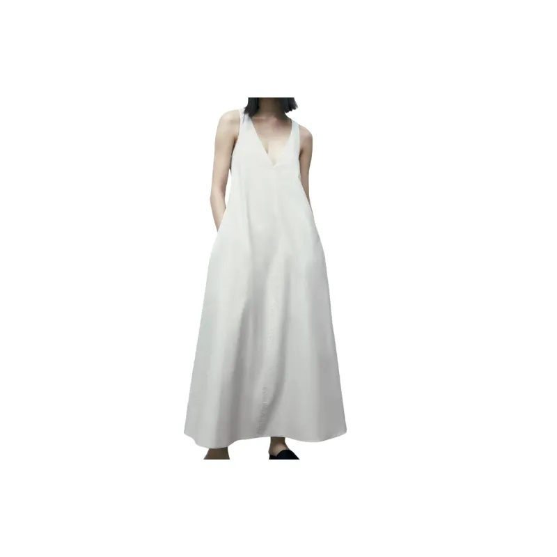 Basics Plain Polyester Dress Women-2