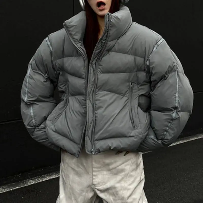 Retro Loose Blended Synthetic Fabrics Quilted Jacket-4