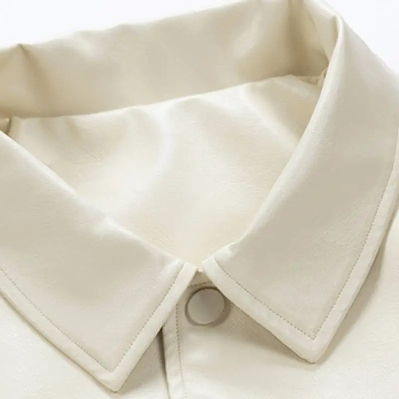 Casual Simple Polyester Leather Jacket-6